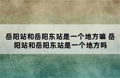 岳阳站和岳阳东站是一个地方嘛 岳阳站和岳阳东站是一个地方吗